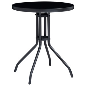 vidaXL, vidaXL Gartentisch Schwarz 60 cm Stahl und Glas, 