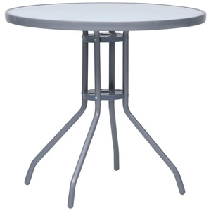 vidaXL, vidaXL Gartentisch Hellgrau 80 cm Stahl und Glas, 