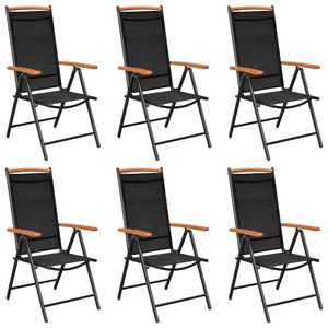 vidaXL, vidaXL Gartenstühle Klappbar 6 Stk. Textilene Schwarz, vidaXL Gartenstühle Klappbar 6 Stk. Textilene Schwarz