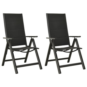 vidaXL, vidaXL Klappbare Gartenstühle 2 Stk. Textilene und Aluminium Schwarz, vidaXL Klappbare Gartenstühle 2 Stk. Textilene und Aluminium Schwarz