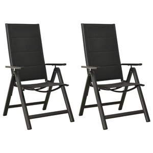 vidaXL, vidaXL Klappbare Gartenstühle 2 Stk. Textilene und Aluminium Schwarz