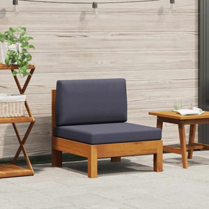 vidaXL, vidaXL Mittelsofa mit Dunkelgrauen Kissen Massivholz Akazie