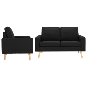 vidaXL, vidaXL 2-tlg. Sofagarnitur Stoff Schwarz