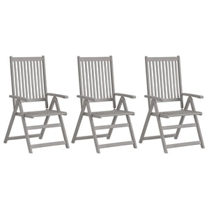 vidaXL, vidaXL Verstellbare Gartenstühle 3 Stk. Grau Massivholz Akazie, 