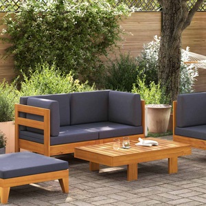 vidaXL, vidaXL 2-tlg. Garten-Lounge-Set mit Dunkelgrauen Kissen Akazienholz