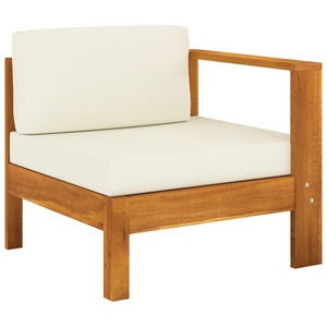 vidaXL, vidaXL Mittelsofa mit 1 Armlehne Cremeweiß Massivholz Akazie, vidaXL Mittelsofa mit 1 Armlehne Cremeweiß Massivholz Akazie