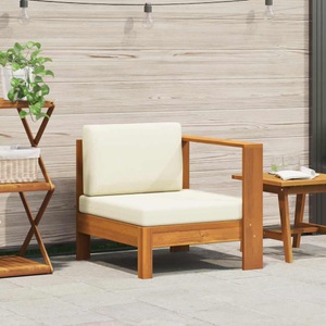 vidaXL, vidaXL Mittelsofa mit 1 Armlehne Cremeweiß Massivholz Akazie