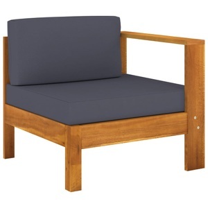 vidaXL, vidaXL Mittelsofa mit 1 Armlehne Dunkelgrau Massivholz Akazie, vidaXL Mittelsofa mit 1 Armlehne Dunkelgrau Massivholz Akazie