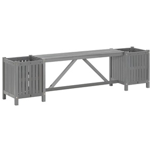 vidaXL, vidaXL Gartenbank mit 2 Pflanzkübeln 150 cm Massivholz Akazie Grau, vidaXL Gartenbank mit 2 Pflanzkübeln 150 cm Massivholz Akazie Grau