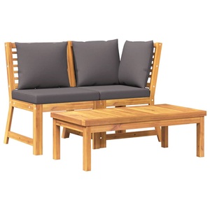 vidaXL, vidaXL 3-tlg. Garten-Lounge-Set mit Dunkelgrauem Kissen Akazienholz