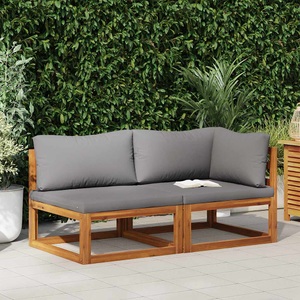 vidaXL, vidaXL 2-tlg. Sofa-Set mit dunkelgrauen Kissen Akazie Massivholz