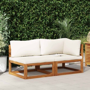 vidaXL, vidaXL 2-tlg. Sofa-Set mit cremeweißen Kissen Akazie Massivholz