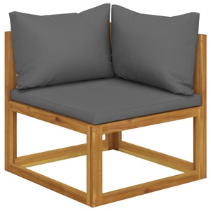 vidaXL, vidaXL Modular-Ecksofa mit Dunkelgrauen Kissen Akazie Massivholz, vidaXL Modular-Ecksofa mit Dunkelgrauen Kissen Akazie Massivholz