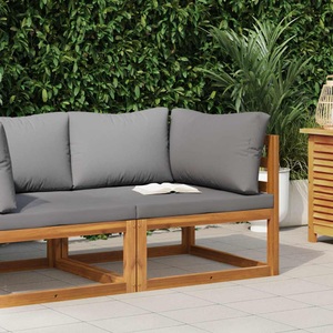vidaXL, vidaXL Modular-Ecksofa mit Dunkelgrauen Kissen Akazie Massivholz
