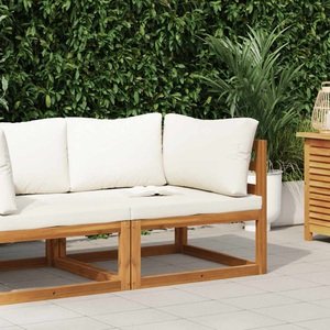 vidaXL, vidaXL Modular-Ecksofa mit Cremeweißen Kissen Akazie Massivholz