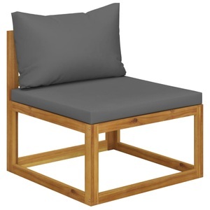 vidaXL, vidaXL Modular-Mittelsofa mit Dunkelgrauen Kissen Akazie Massivholz, vidaXL Modular-Mittelsofa mit Dunkelgrauen Kissen Akazie Massivholz