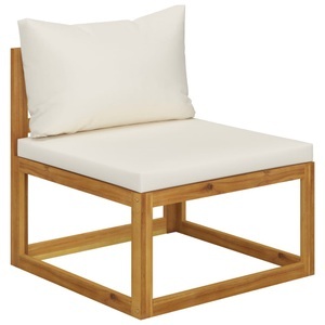 vidaXL, vidaXL Modular-Mittelsofa mit Cremeweißen Kissen Akazie Massivholz, 