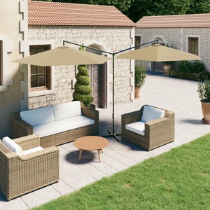 vidaXL, vidaXL Doppel-Sonnenschirm mit Stahlmast Taupe 600 cm