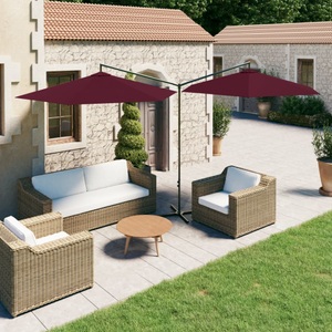 vidaXL, vidaXL Doppel-Sonnenschirm mit Stahlmast Bordeauxrot 600 cm
