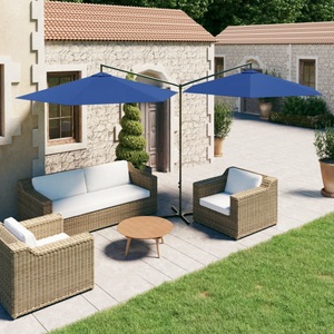 vidaXL, vidaXL Doppel-Sonnenschirm mit Stahlmast Azurblau 600 cm