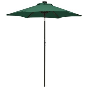 vidaXL, vidaXL Sonnenschirm mit LED-Leuchten Grün 200x211 cm Aluminium, vidaXL Sonnenschirm mit LED-Beleuchtung Grün 200x211 cm Alu
