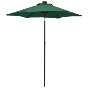 vidaXL, vidaXL Sonnenschirm mit LED-Leuchten Grün 200x211 cm Aluminium