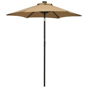vidaXL, vidaXL Sonnenschirm mit LED-Leuchten Taupe 200x211cm Aluminium