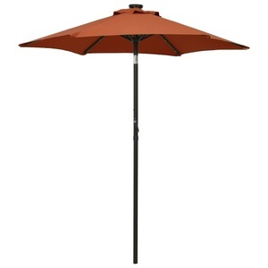 vidaXL, vidaXL Sonnenschirm mit LED-Leuchten Terrakottarot 200x211cm Aluminium