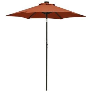 vidaXL, vidaXL Sonnenschirm mit LED-Leuchten Terrakottarot 200x211cm Aluminium