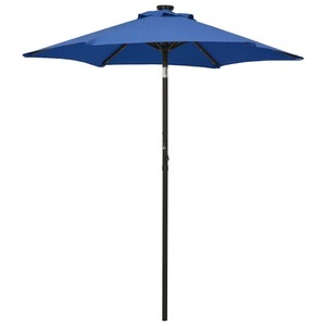 vidaXL, vidaXL Sonnenschirm mit LED-Leuchten Azurblau 200x211cm Aluminium