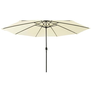 vidaXL, vidaXL Sonnenschirm mit LED-Leuchten und Metallmast 400 cm Sandfarben