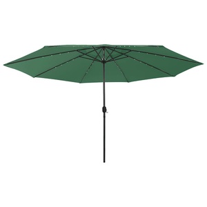 vidaXL, vidaXL Sonnenschirm mit LED-Leuchten und Metallmast 400 cm Grün