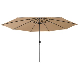 vidaXL, vidaXL Sonnenschirm mit LED-Leuchten und Metallmast 400 cm Taupe