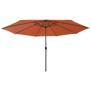 vidaXL, vidaXL Sonnenschirm mit LED-Leuchten und Metallmast 400 cm Terrakotta