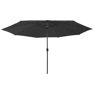 vidaXL, vidaXL Sonnenschirm mit LED-Leuchten und Metallmast 400 cm Schwarz