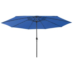 vidaXL, vidaXL Sonnenschirm mit LED-Leuchten und Metallmast 400 cm Azurblau