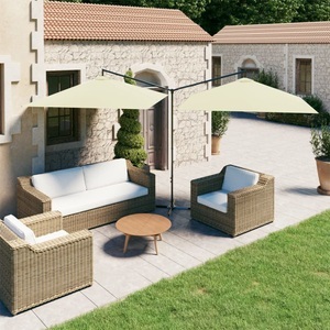 vidaXL, vidaXL Doppel-Sonnenschirm mit Stahlmast Sandfarben 600x300 cm, vidaXL Doppel-Sonnenschirm mit Stahl-Mast 600x300 cm Sandweiß