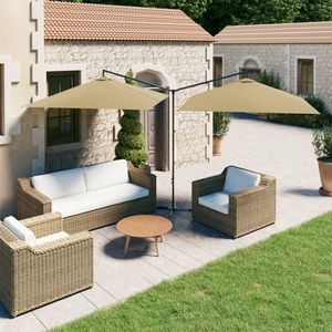 vidaXL, vidaXL Doppel-Sonnenschirm mit Stahlmast Taupe 600x300 cm, vidaXL Doppel-Sonnenschirm mit Stahl-Mast 600x300 cm Taupe
