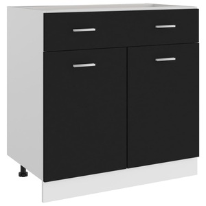 vidaXL, vidaXL Schubunterschrank Schwarz 80x46x81,5 cm Spanplatte, vidaXL Schubunterschrank Schwarz 80x46x81,5 cm Holzwerkstoff