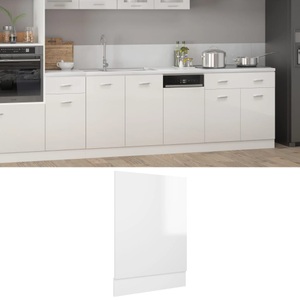vidaXL, vidaXL Geschirrspülerblende Hochglanz-Weiß 45x3x67 cm Spanplatte