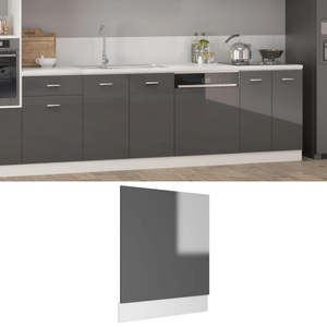 vidaXL, vidaXL Geschirrspülerblende Hochglanz-Grau 59,5x3x67 cm Spanplatte