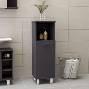 vidaXL, vidaXL Badezimmerschrank Hochglanz-Grau 30x30x95 cm Spanplatte, 