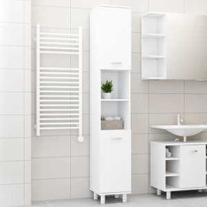 vidaXL, vidaXL Badezimmerschrank Weiß 30x30x179 cm Spanplatte, vidaXL Badezimmerschrank Weiß 30x30x179 cm Holzwerkstoff