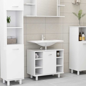 vidaXL, vidaXL Badezimmerschrank Weiß 60x32x53,5 cm Spanplatte, vidaXL Badezimmerschrank Weiß 60x32x53,5 cm Holzwerkstoff