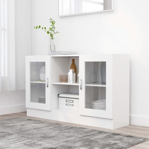 vidaXL, vidaXL Vitrinenschrank Weiß 120x30,5x70 cm Spanplatte, vidaXL Vitrinenschrank Weiß 120x30,5x70 cm Holzwerkstoff