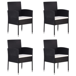 vidaXL, vidaXL Gartenstühle 4 Stk. Poly Rattan Schwarz, vidaXL Gartenstühle 4 Stk. Poly Rattan Schwarz