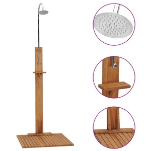 vidaXL, vidaXL Gartendusche 75x75x210 cm Massivholz Teak, vidaXL Gartendusche 75x75x210 cm Massivholz Teak
