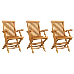 vidaXL, vidaXL Gartenstühle 3 Stk. Massivholz Teak, vidaXL Gartenstühle 3 Stk. Massivholz Teak