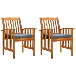 vidaXL, vidaXL Garten-Essstühle 2 Stk. mit Kissen Massivholz Akazie, vidaXL Garten-Essstühle 2 Stk. mit Kissen Massivholz Akazie