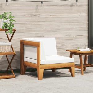vidaXL, vidaXL Modular-Ecksofa mit Cremeweißen Kissen Akazie Massivholz